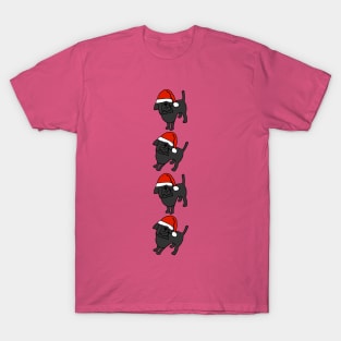 Cute Dogs wearing Christmas Santa Hats T-Shirt